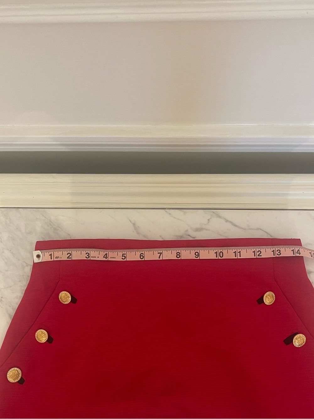 Escada Vibrant Red Mini Skirt with Gold Button Detail - Picture 5 of 11